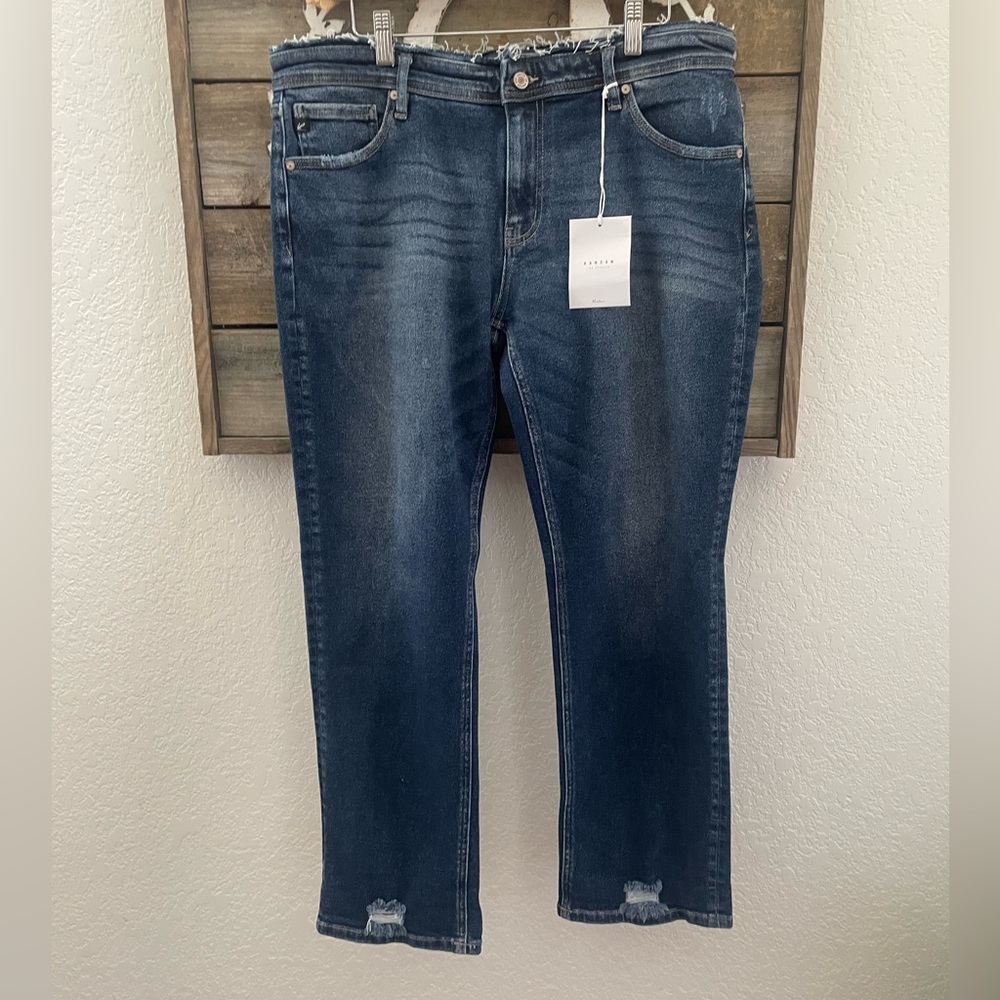 Kancan boyfriend blue distressed denim jeans‎ size 15 31 NWT